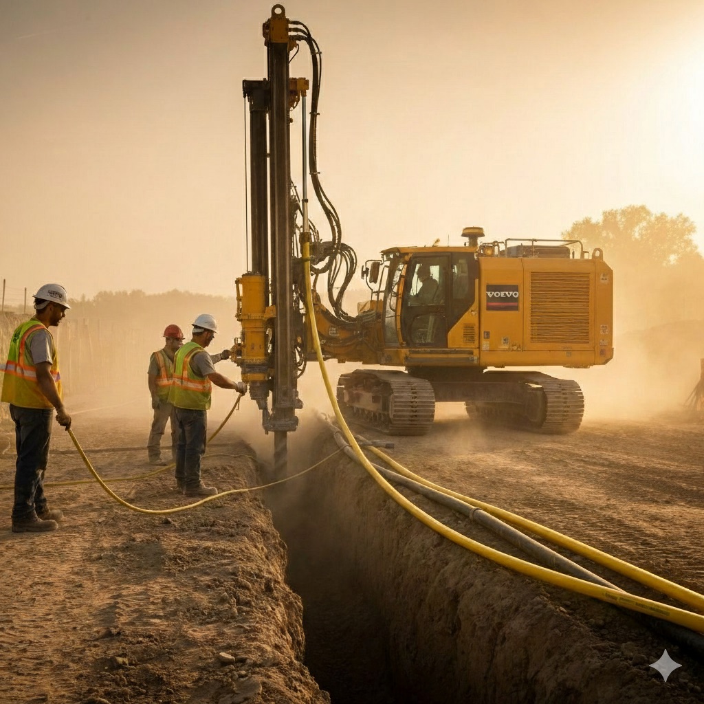 Horizontal Directional Drilling equipment in action
